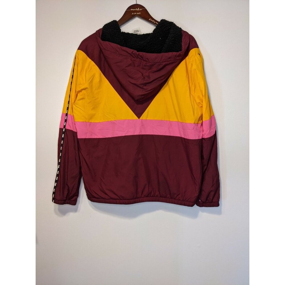 VICTORIA'S SECRET PINK SHERPA LINED JACKET Medium Pink Purple and Yellow - Picture 3 of 8